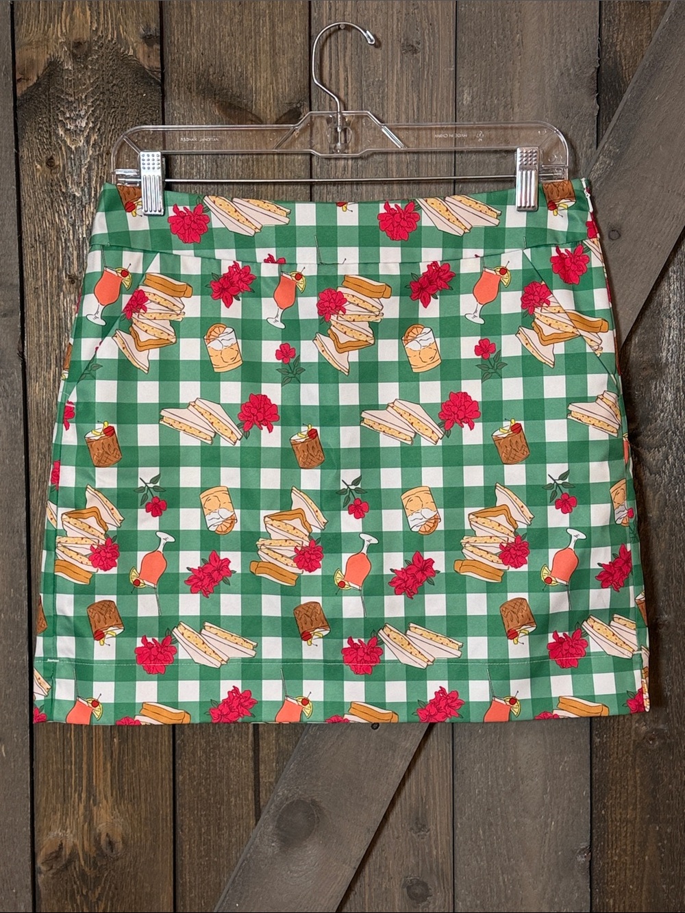 Loudmouth Ladies Novelty Golf Skort Plaid Picnic Print Size 6 Vacation Resort